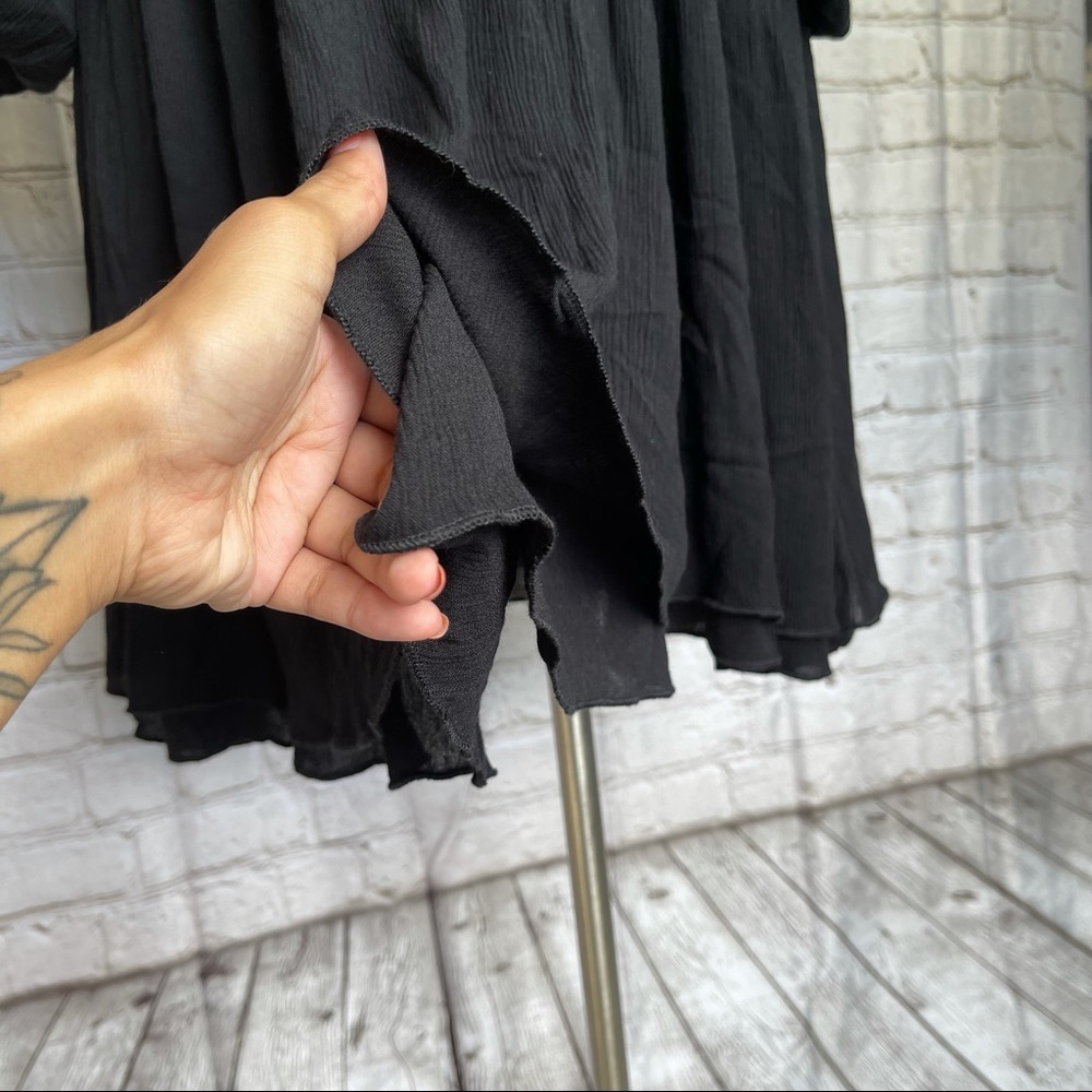 Black Embroidered V-Neck Mini Dress - Picture 5 of 10